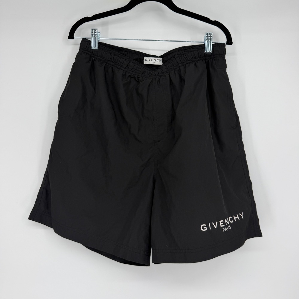 Givenchy Paris Mens Black Logo Swim Trunks Shorts Size XL Made in Portugal